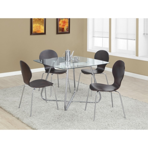 Clear Tempered Glass Top w/ Chrome Tubular Base Dining Table